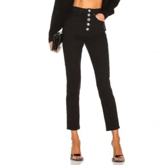 NWT!! WEWOREWHAT Danielle Black Crystal Button Straight Leg Jeans Cotton Size 26 - Picture 16 of 16